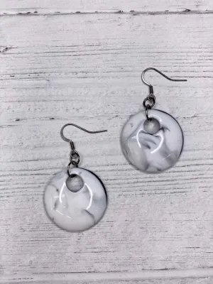 Alisha D Dangle Resin White Marble Earrings