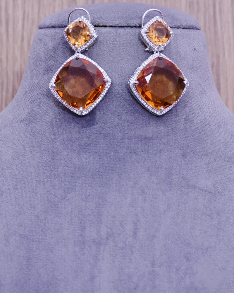 American Diamond Earrings With Stone