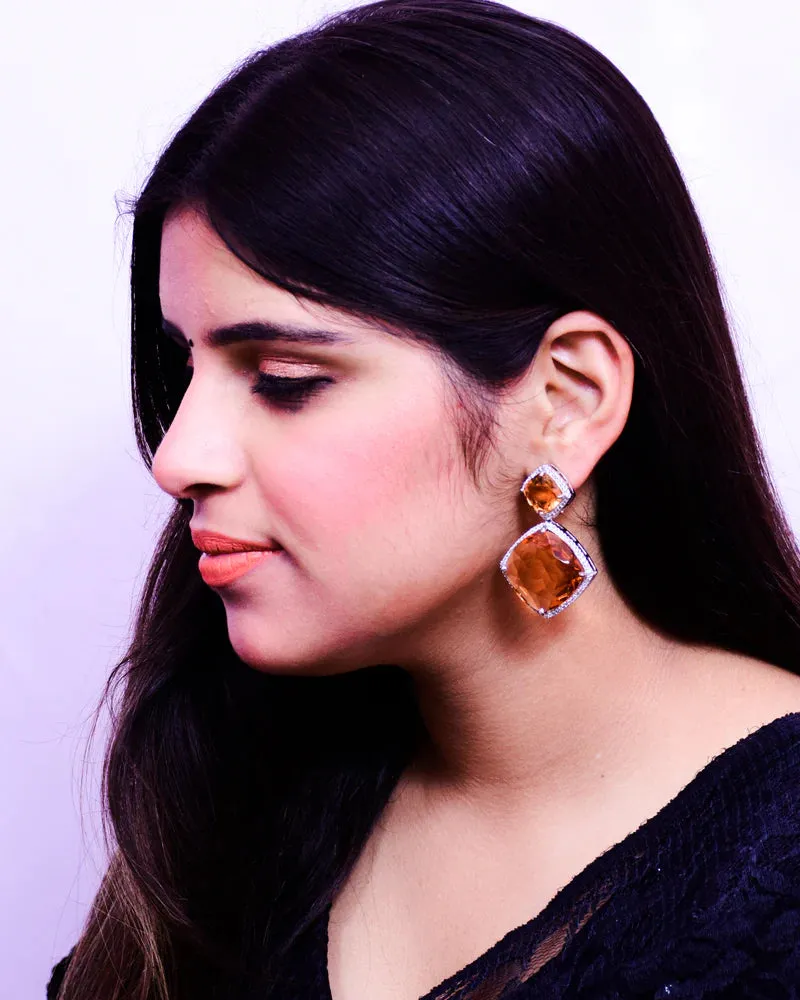 American Diamond Earrings With Stone
