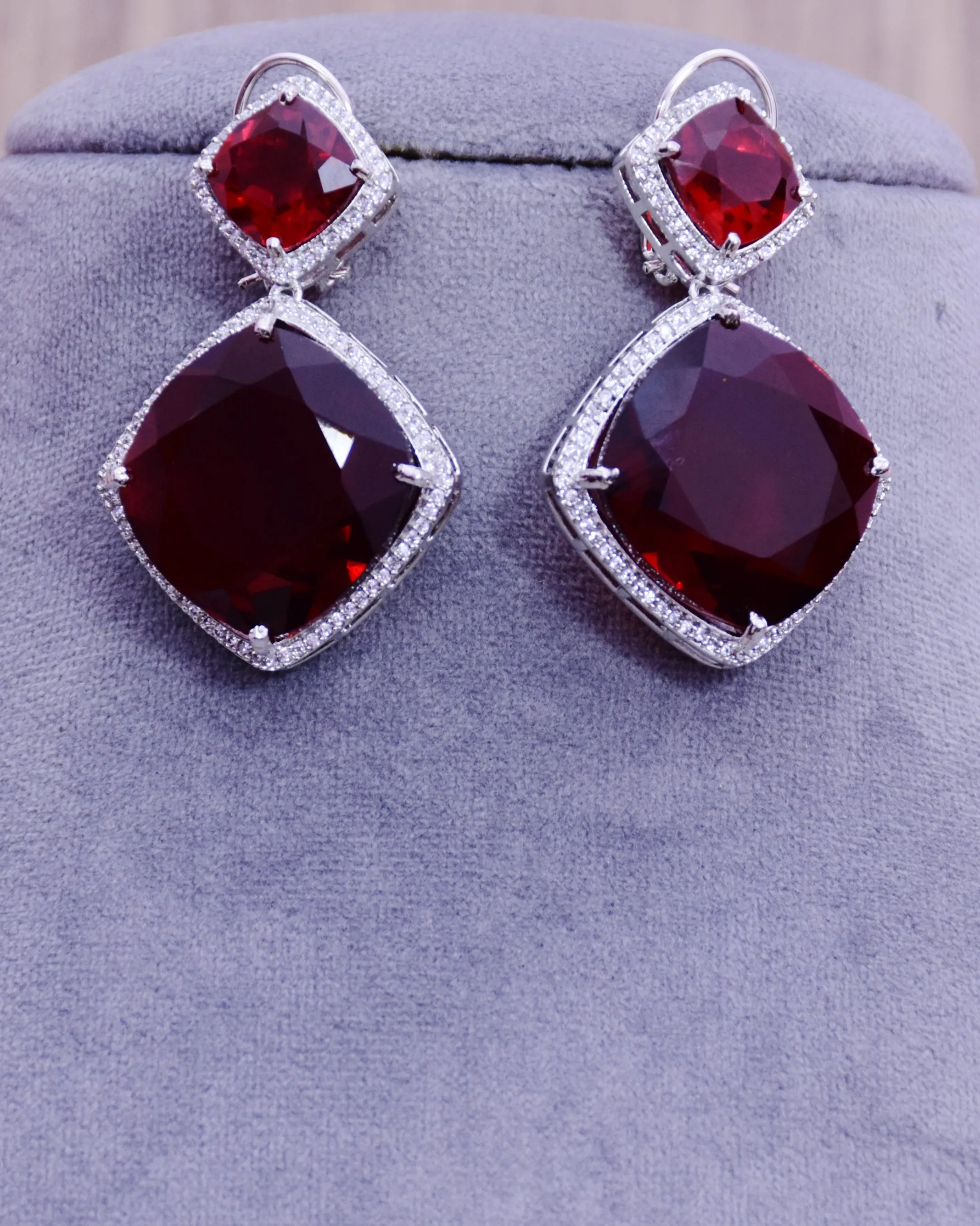 American Diamond Earrings With Stone