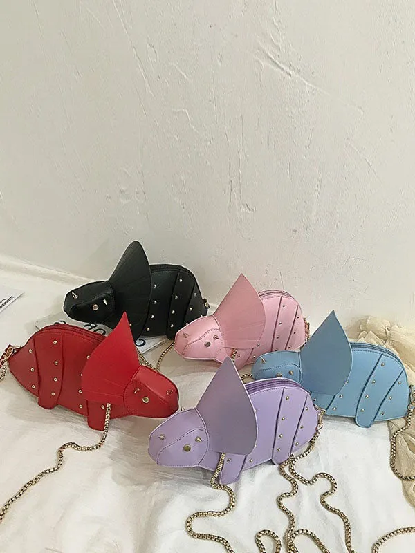 Animal Shape Chains Rivet Zipper Crossbody Bags