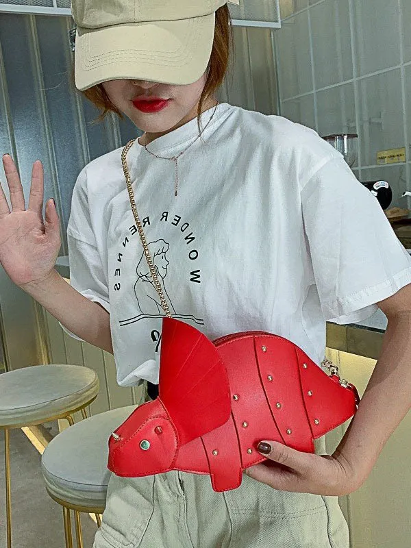 Animal Shape Chains Rivet Zipper Crossbody Bags