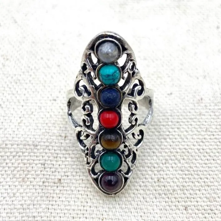 Antique Chakra Crystal Ring