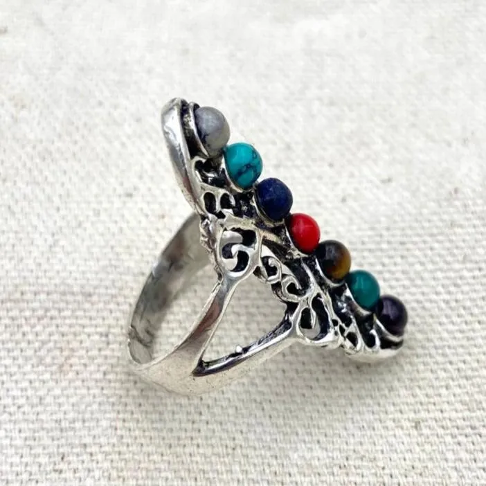 Antique Chakra Crystal Ring