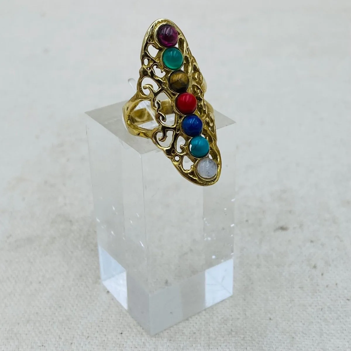 Antique Chakra Crystal Ring