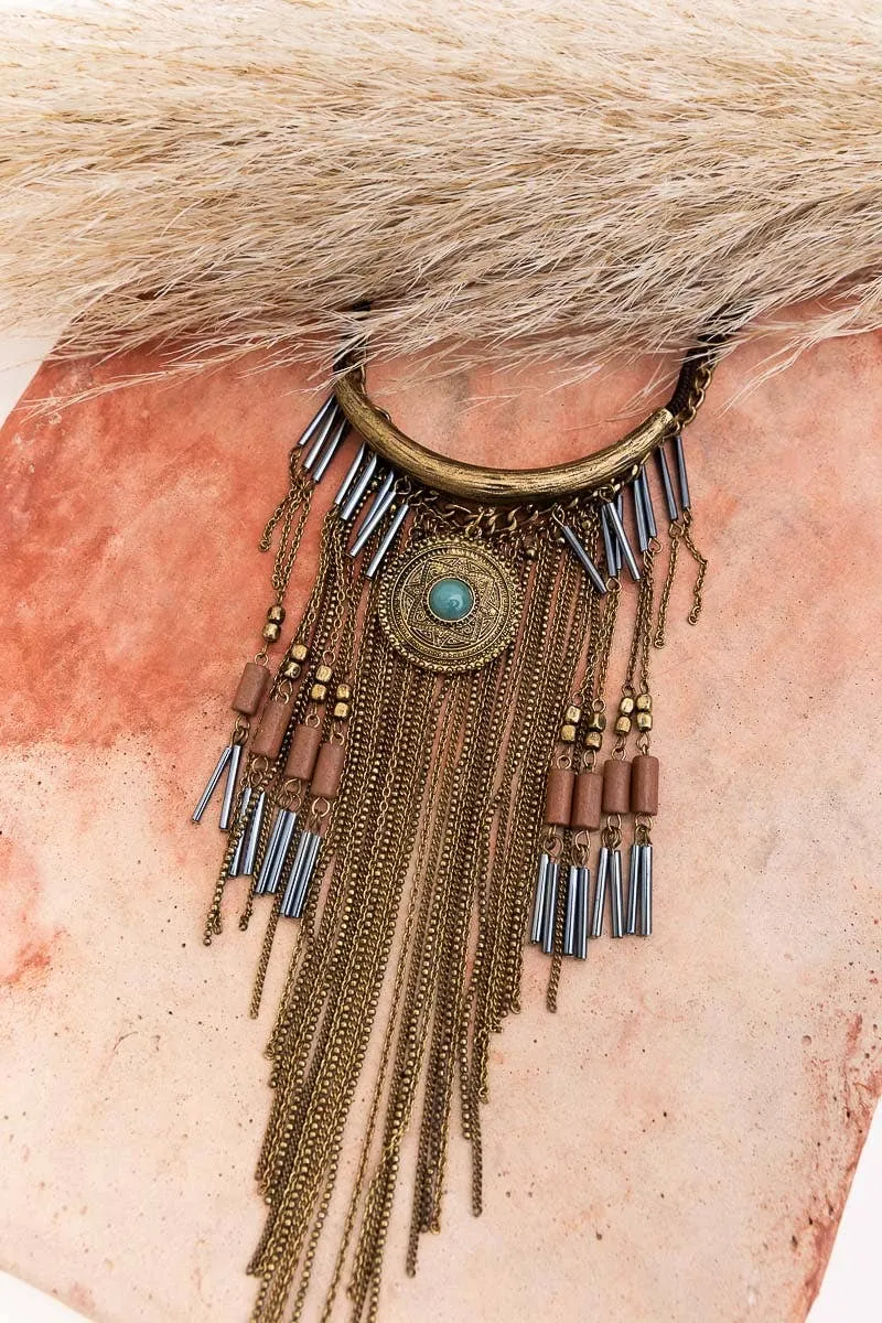 Antique Gold Fringe Necklace