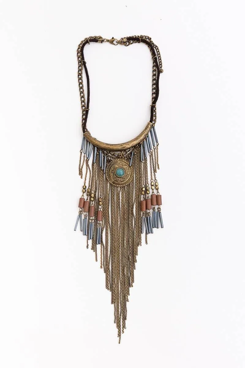 Antique Gold Fringe Necklace