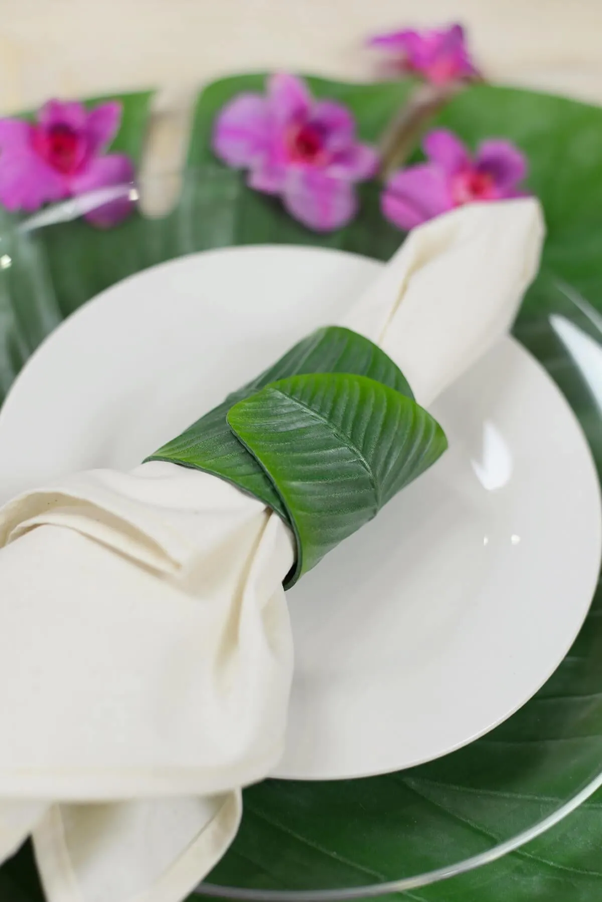 Banana Leaf Napkin Rings Set of 6