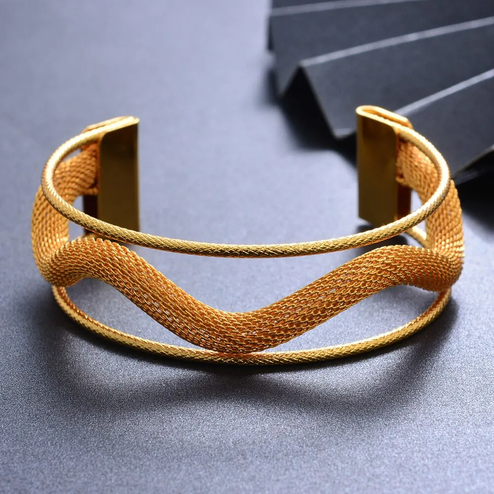 Bangles 24K Top Quality Dubai Gold Color Cuff  Bangles for Women
