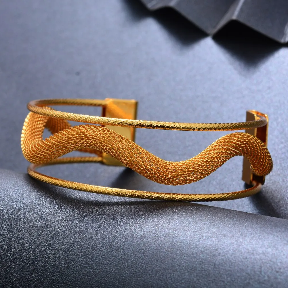 Bangles 24K Top Quality Dubai Gold Color Cuff  Bangles for Women