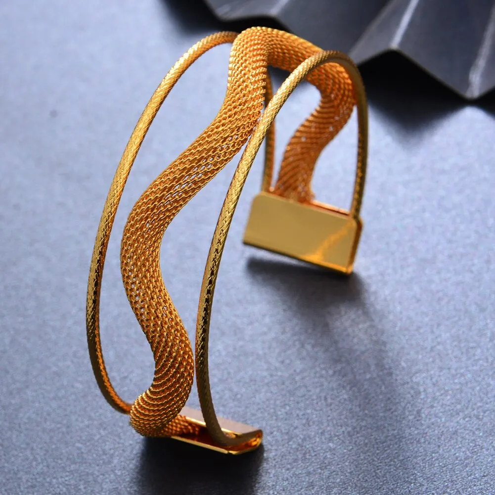 Bangles 24K Top Quality Dubai Gold Color Cuff  Bangles for Women