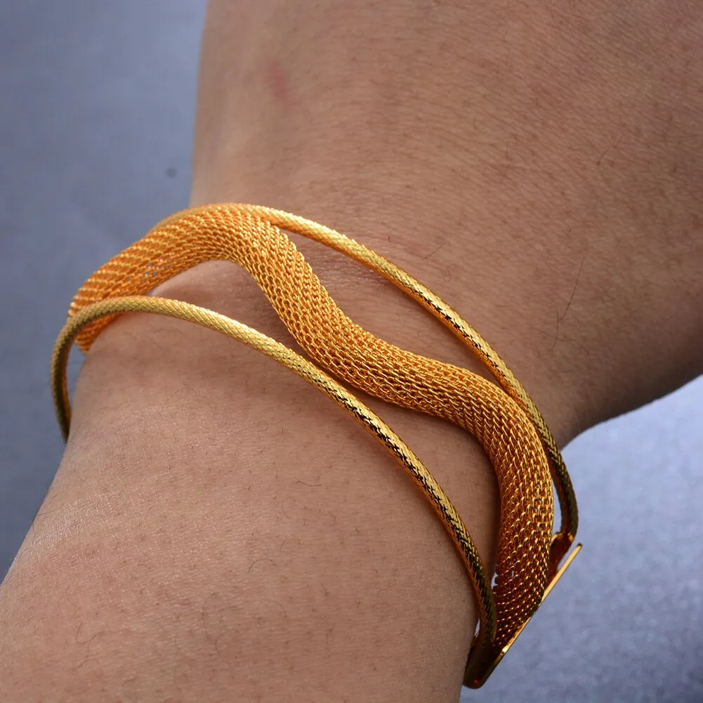 Bangles 24K Top Quality Dubai Gold Color Cuff  Bangles for Women
