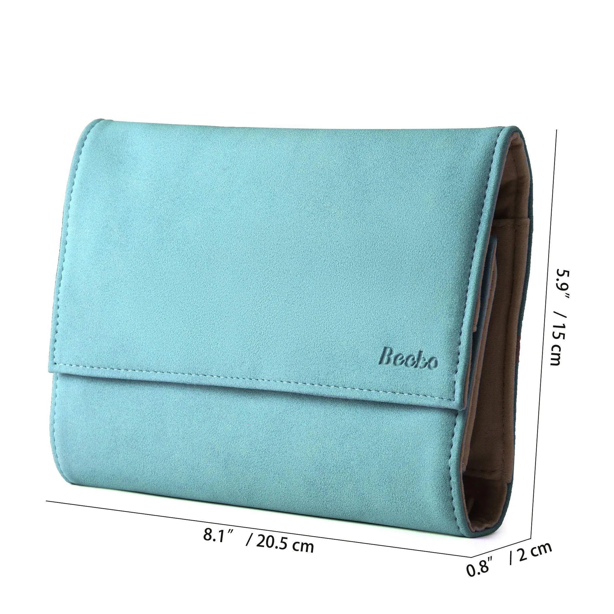 Becko Jewelry Organizer Roll Travel Jewel Bag case for Multiple Necklaces, Rings, Bracelets, Supple Leather & Suede, Large Capacity Without Crease, Lightweight, Portable & Practical (Blue) Blue