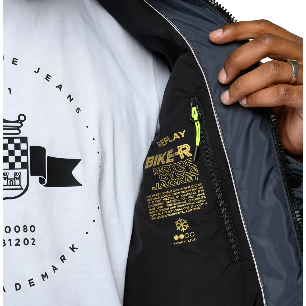 Biker Quilted Jacket Navy