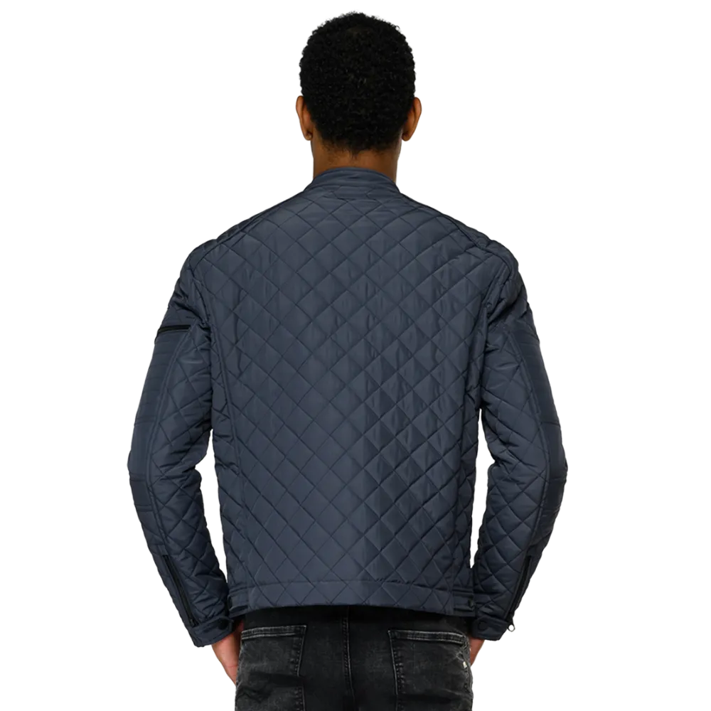Biker Quilted Jacket Navy
