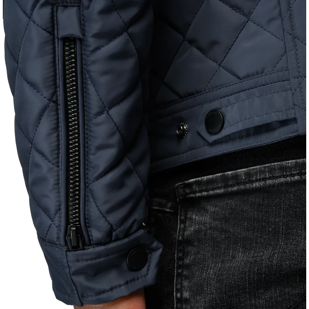 Biker Quilted Jacket Navy