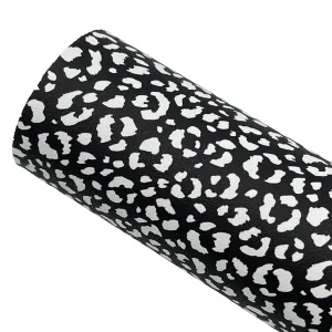 BLACK LUXE LEOPARD - Custom Printed Smooth Faux Leather