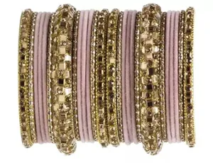 Bridal Kundan Bangles Set Plain Metal Charm Bracelet For Women Indian- Partywear