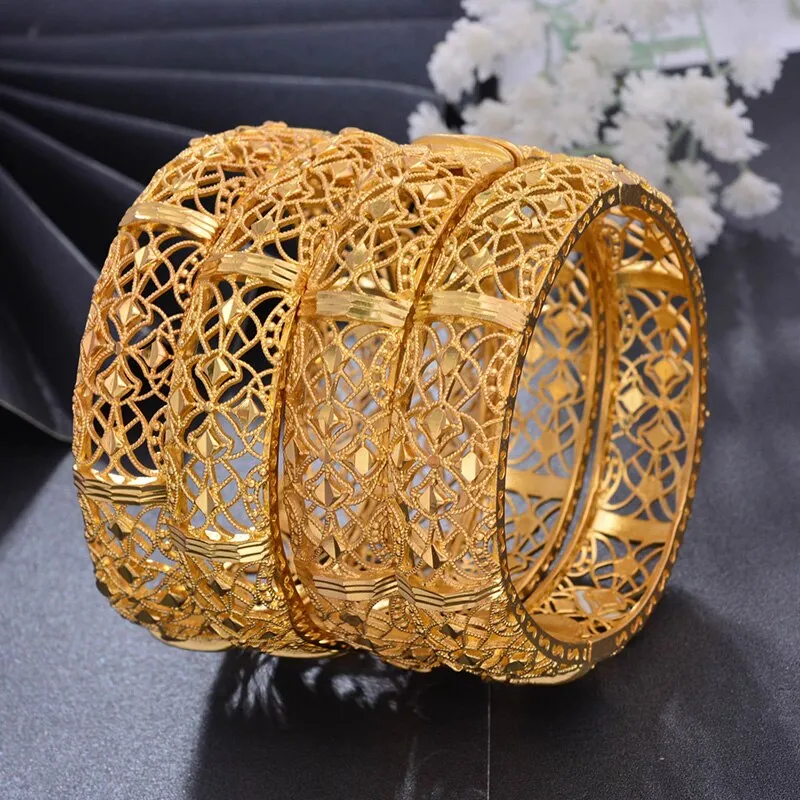 Bride Ethiopian Jewelry Dubai Gold Color Bangles For Women