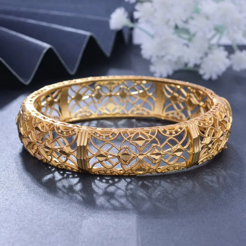 Bride Ethiopian Jewelry Dubai Gold Color Bangles For Women