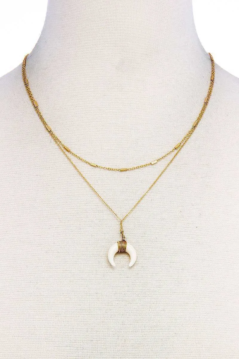 Chic Double Layer And Crescent Moon Necklace