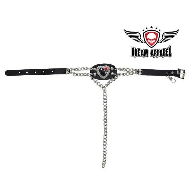 Chrome/Red Heart and Rose Boot Chain