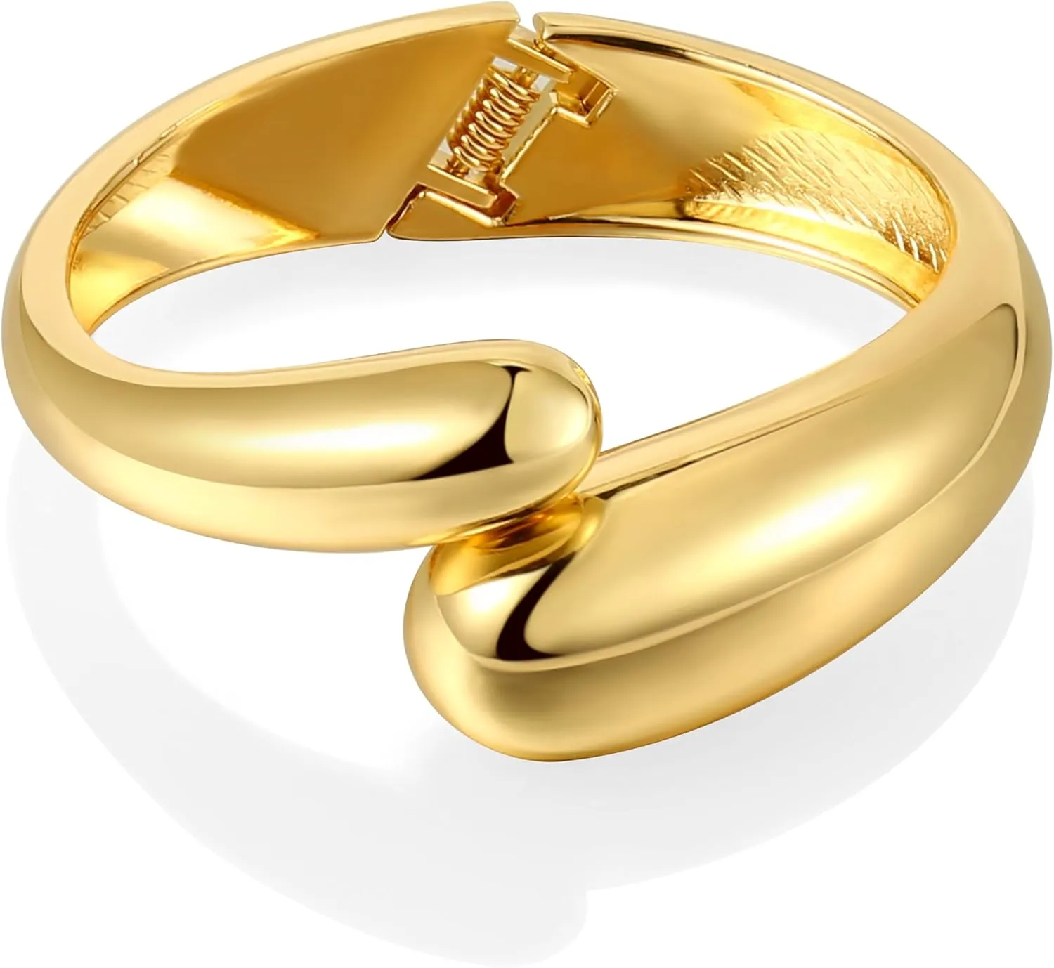 Chunky Gold Bangle Bracelet for Women,Thick Gold Plated Cuff Bangles,Hinged Arm Cuff Jewelry for Women Gifts