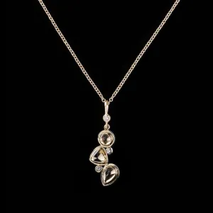 Citrine & Diamond 14K Gold 3 Stone Pendant
