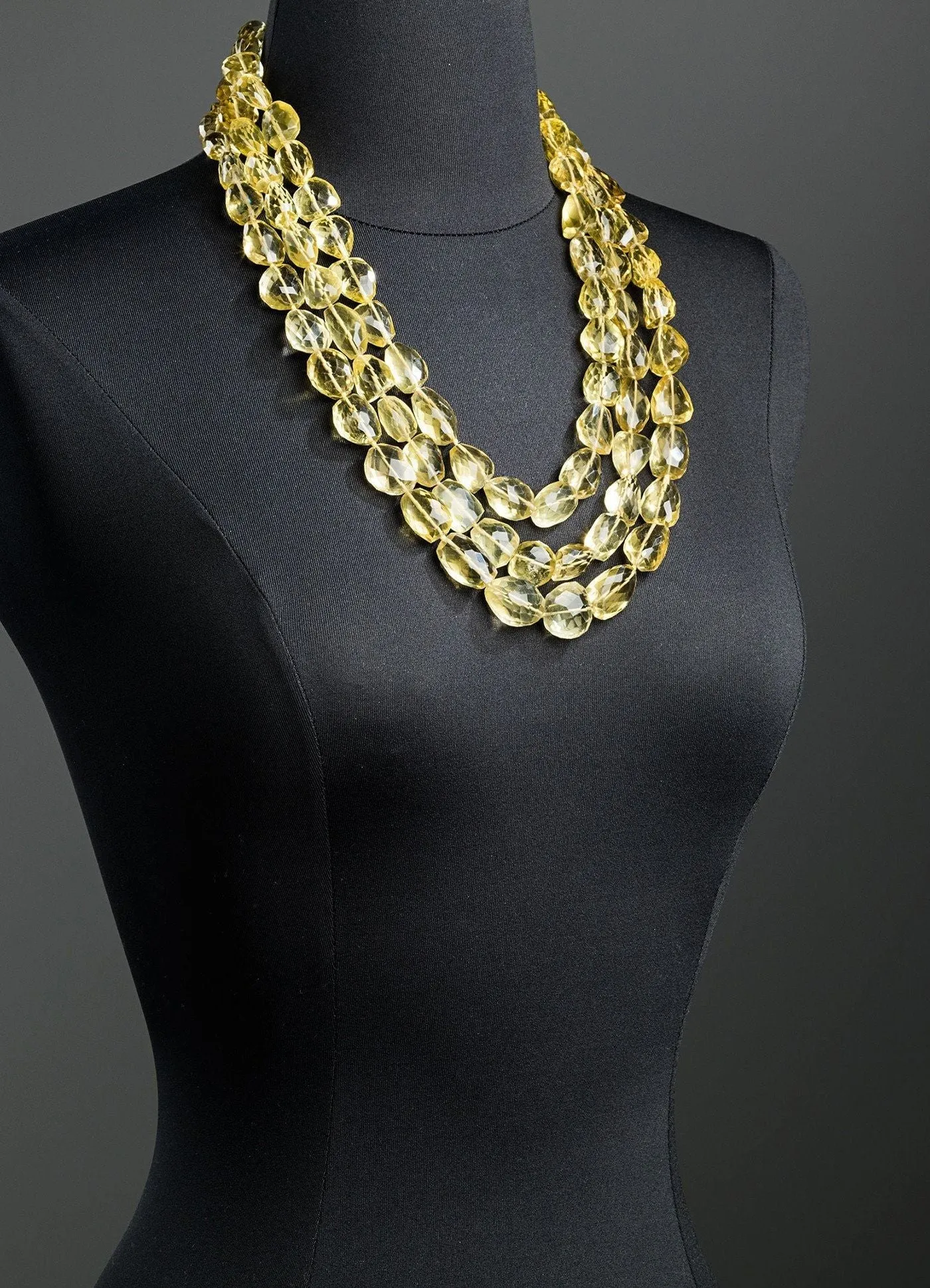 Citrine Necklace, 18K Three Strand