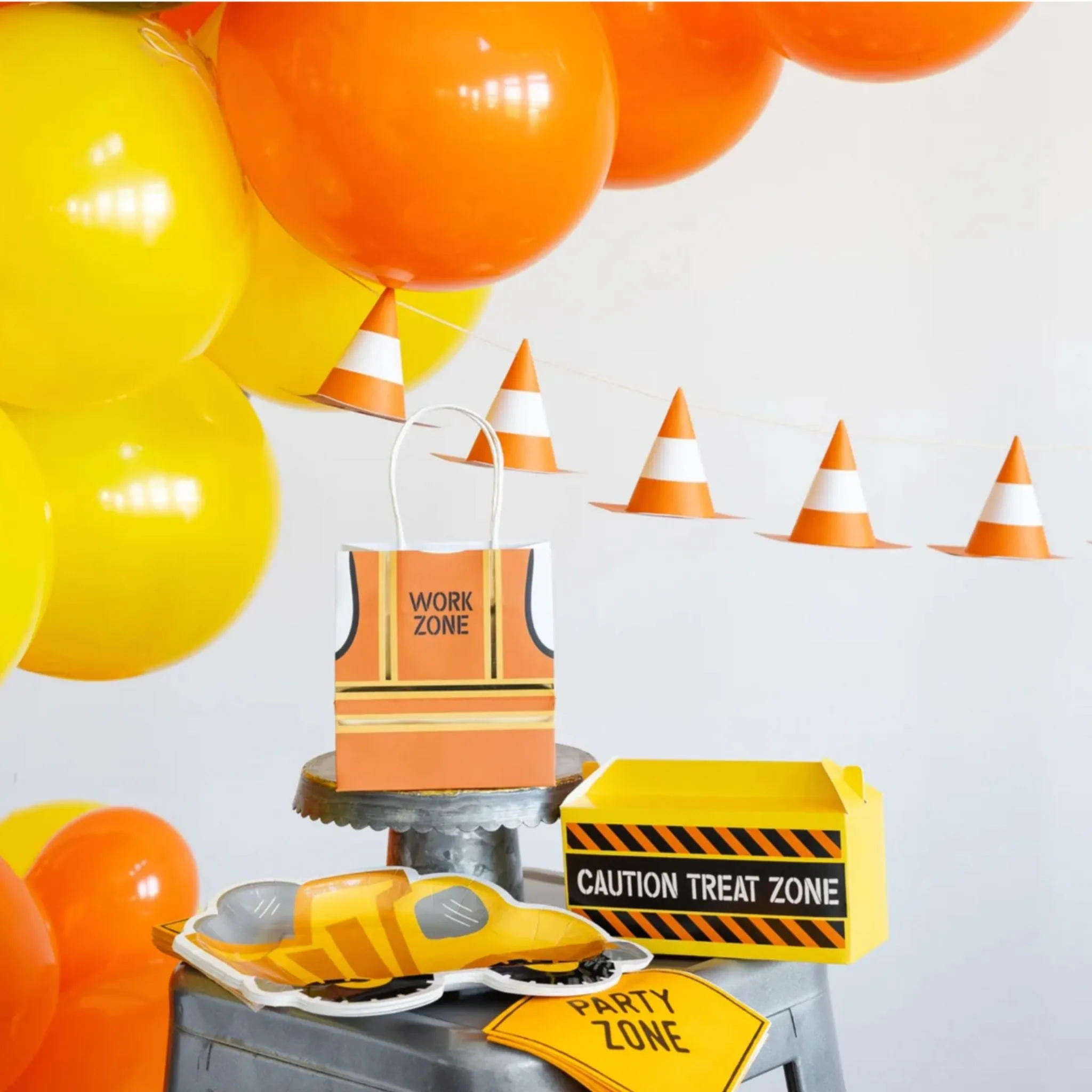 Construction Party Caution Rubber Bracelets | Party Favors | Set 6