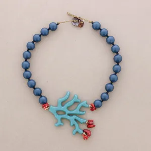 Coral Necklace In Turquoise & Teal