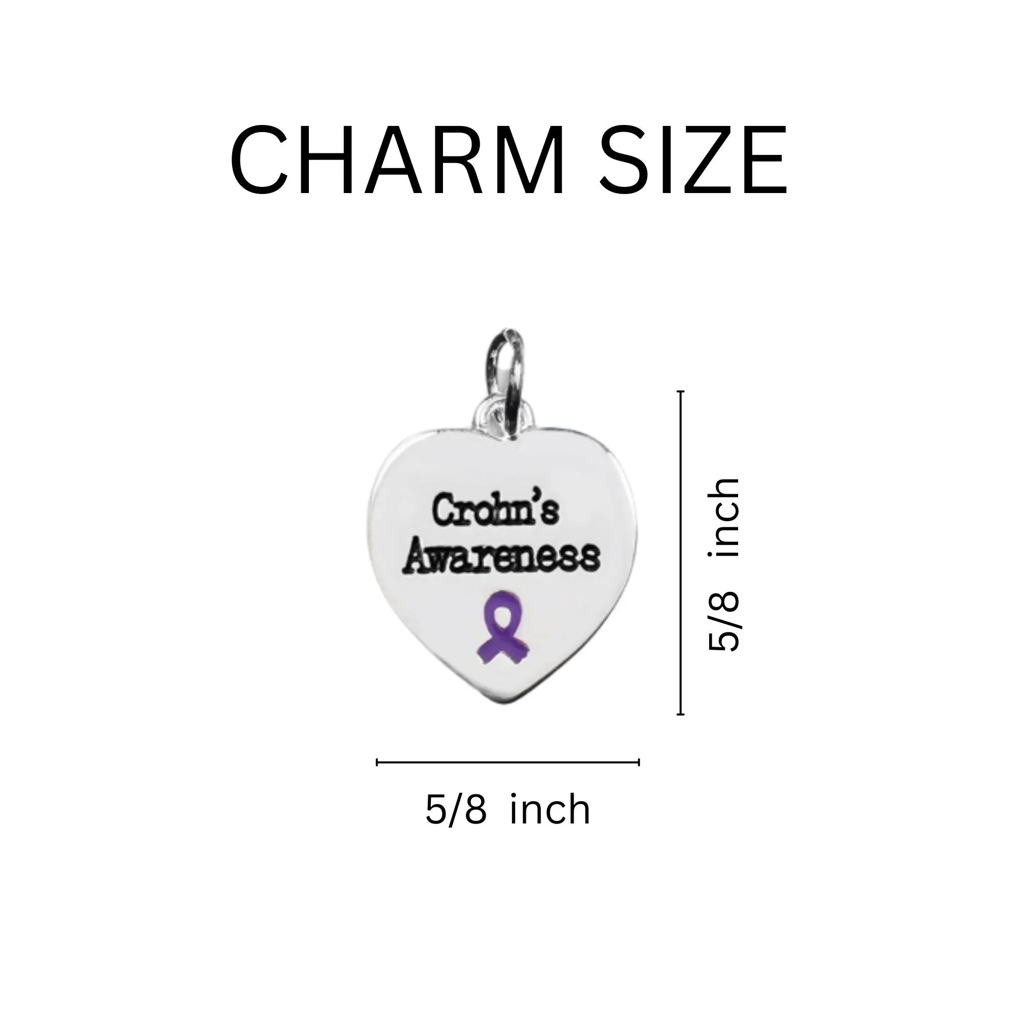 Crohn's Disease Awareness Heart Charm Retractable Bracelets