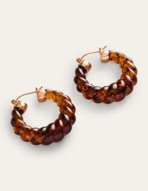 Croissant Resin Hoop Earrings-Tortoise