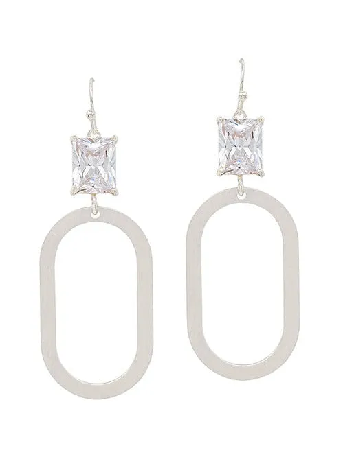Crystal Accent Oval Casting Earring