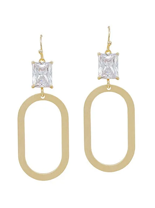 Crystal Accent Oval Casting Earring