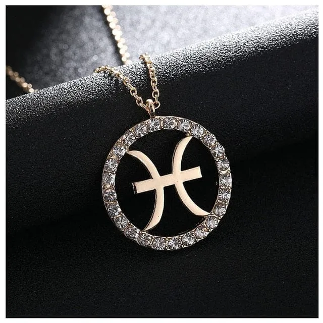 Crystal Zodiac Sign Necklaces 12 Constellations