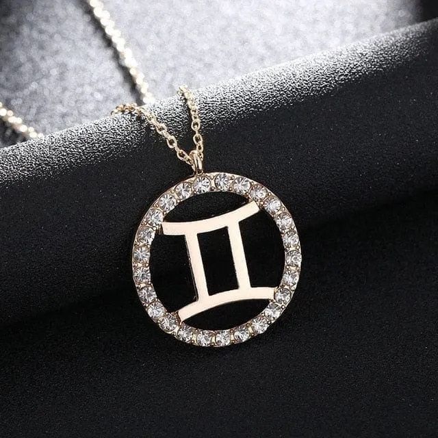 Crystal Zodiac Sign Necklaces 12 Constellations