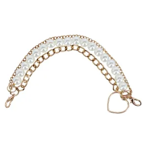 CTM® Women's Gold Pearl with Heart Bag Chain
