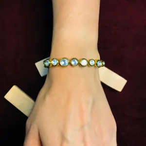 Designer Gold Plated Royal Kundan Openable Bracelet (Design 142)