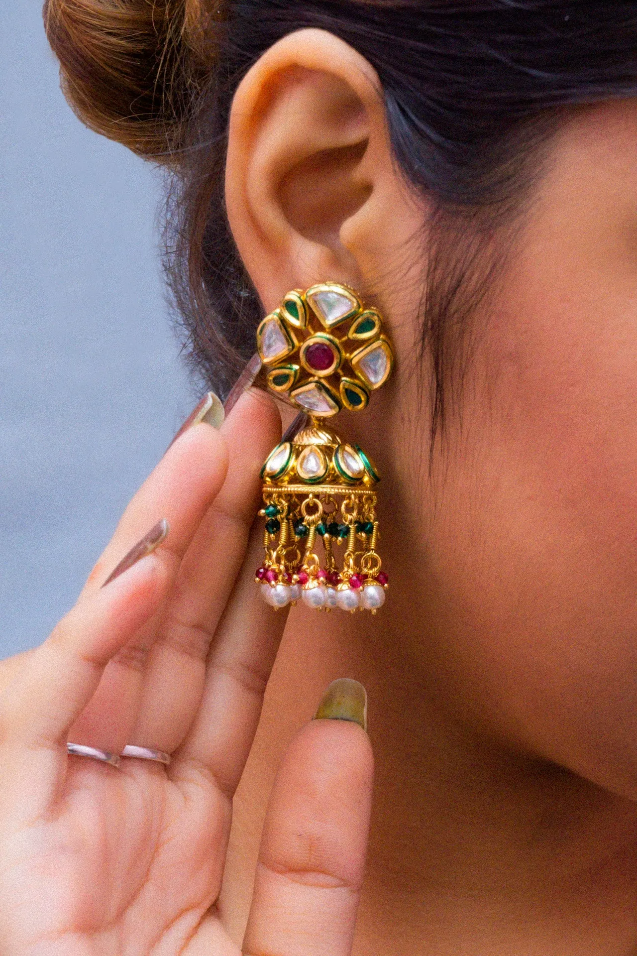 Designer Multi-Layer Royal Kundan Long Necklace with Earrings (D264)