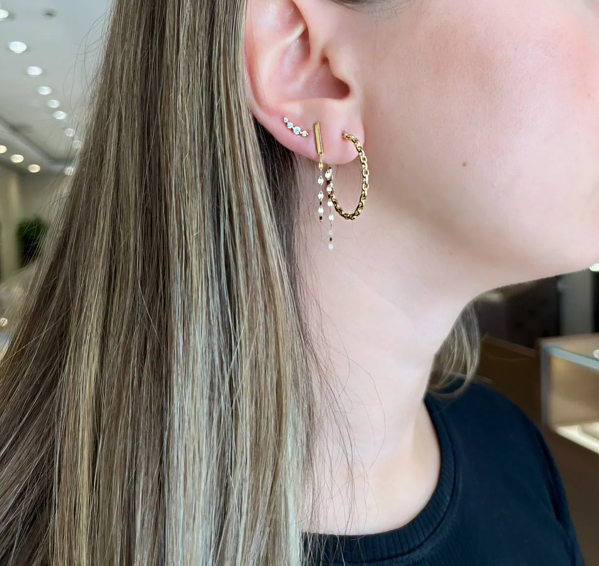 Diamond Arc Stud Earrings