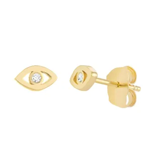 Diamond evil eye studs