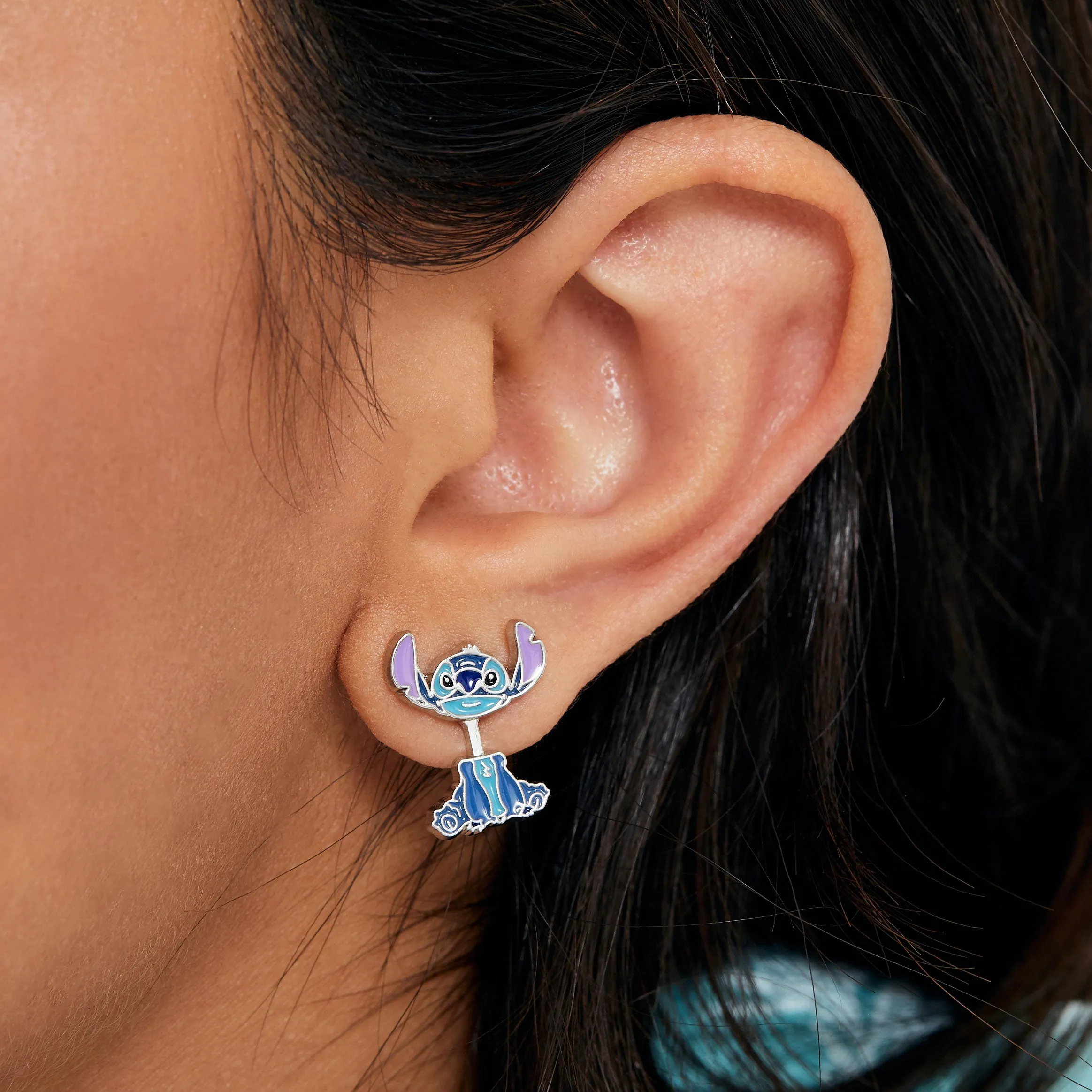 Disney Lilo and Stitch Blue Enamel Stitch Earrings
