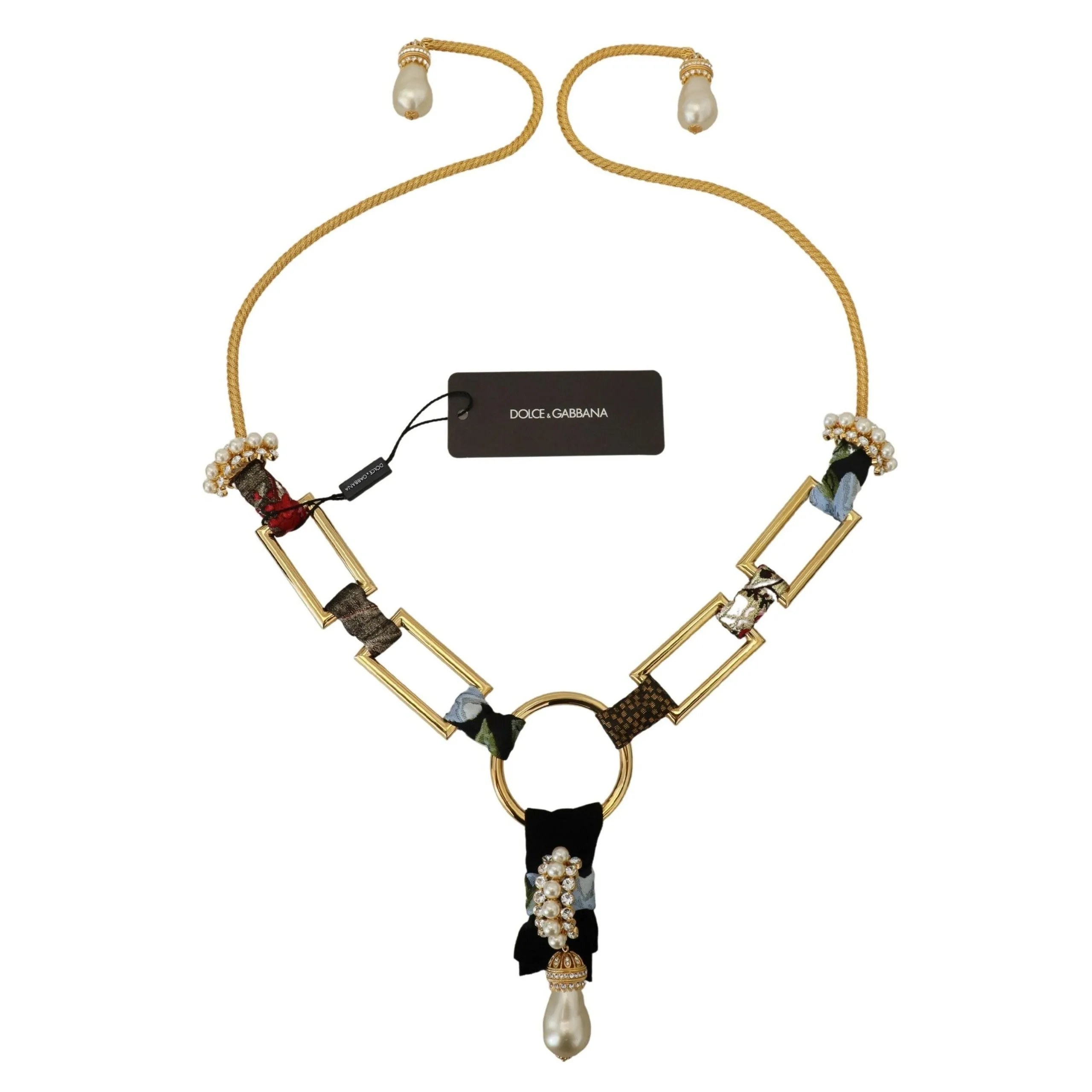 Dolce & Gabbana Elegant Gold Brass Pearl Statement Necklace