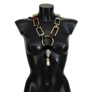 Dolce & Gabbana Elegant Gold Brass Pearl Statement Necklace