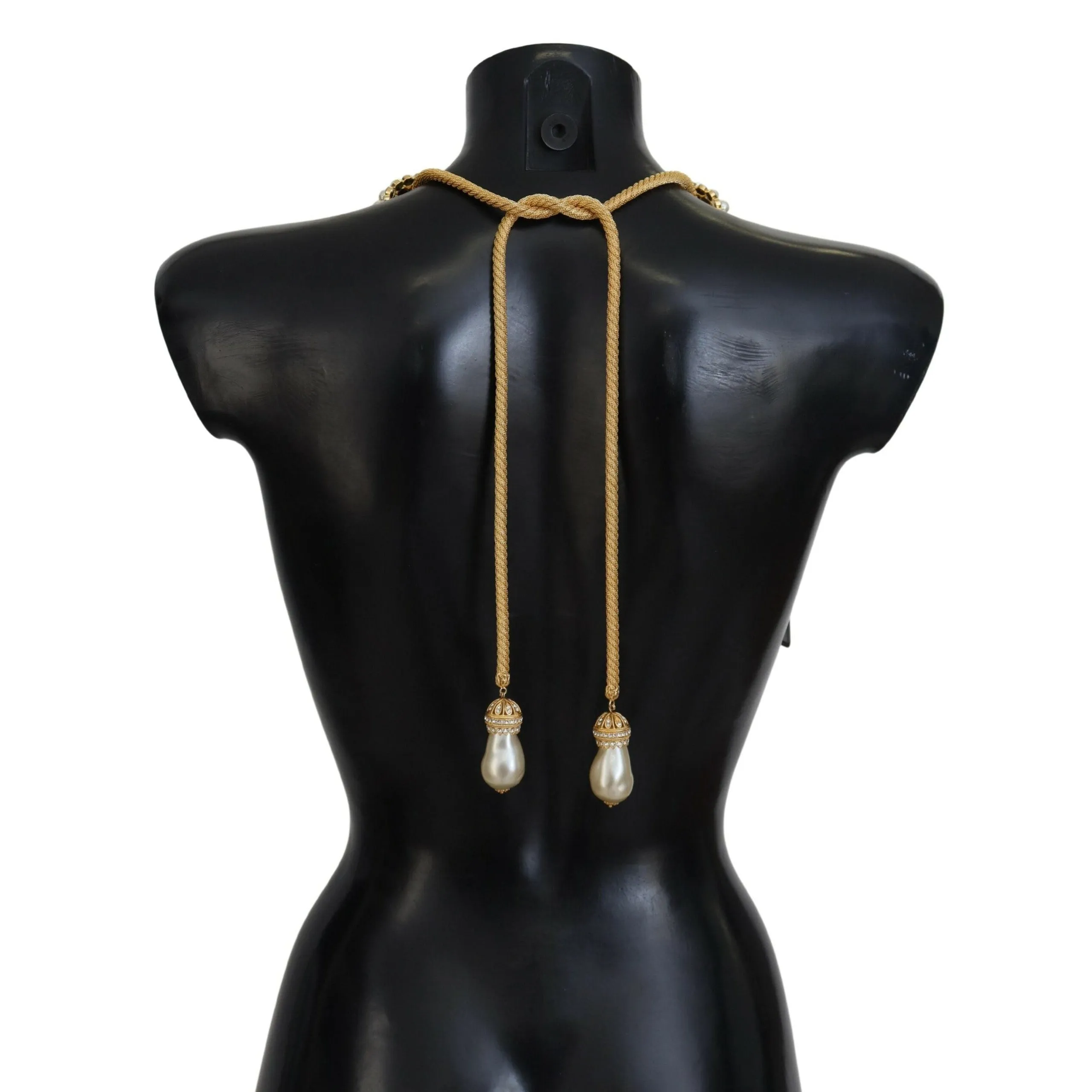 Dolce & Gabbana Elegant Gold Brass Pearl Statement Necklace