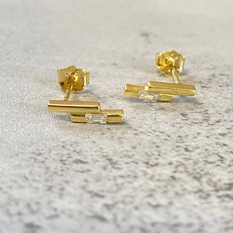 Dual Bar Stud Earrings
