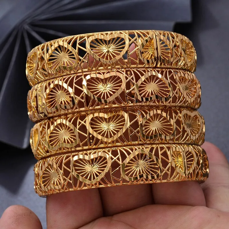 Dubai Bangles 4pcs/lot Gold color Bangles for Women