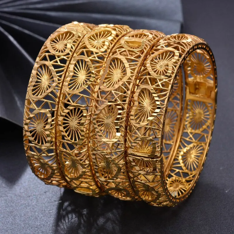 Dubai Bangles 4pcs/lot Gold color Bangles for Women