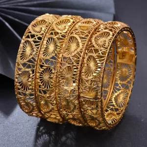 Dubai Bangles 4pcs/lot Gold color Bangles for Women